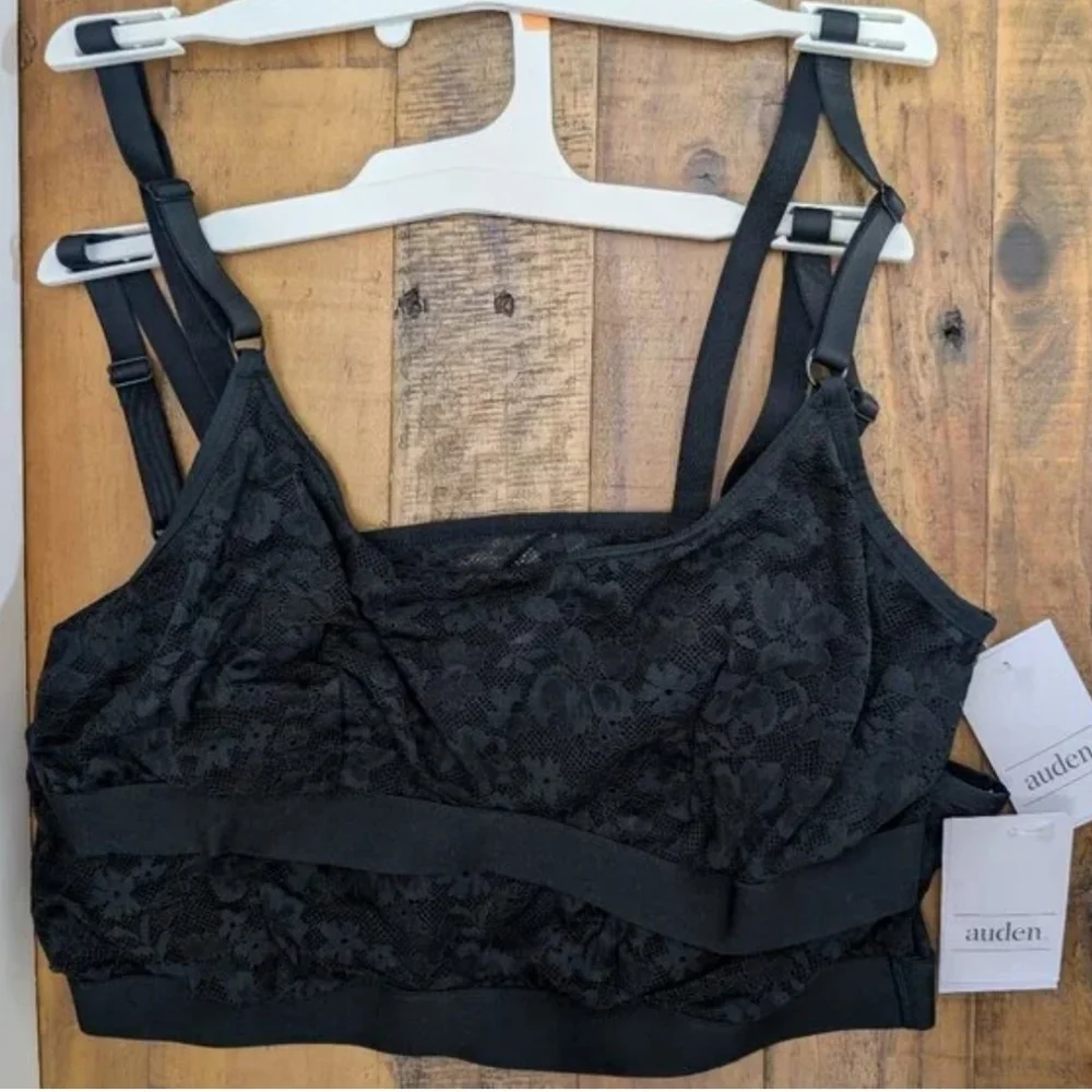 Set Of 2- Auden Black Lace Bralette Nwt